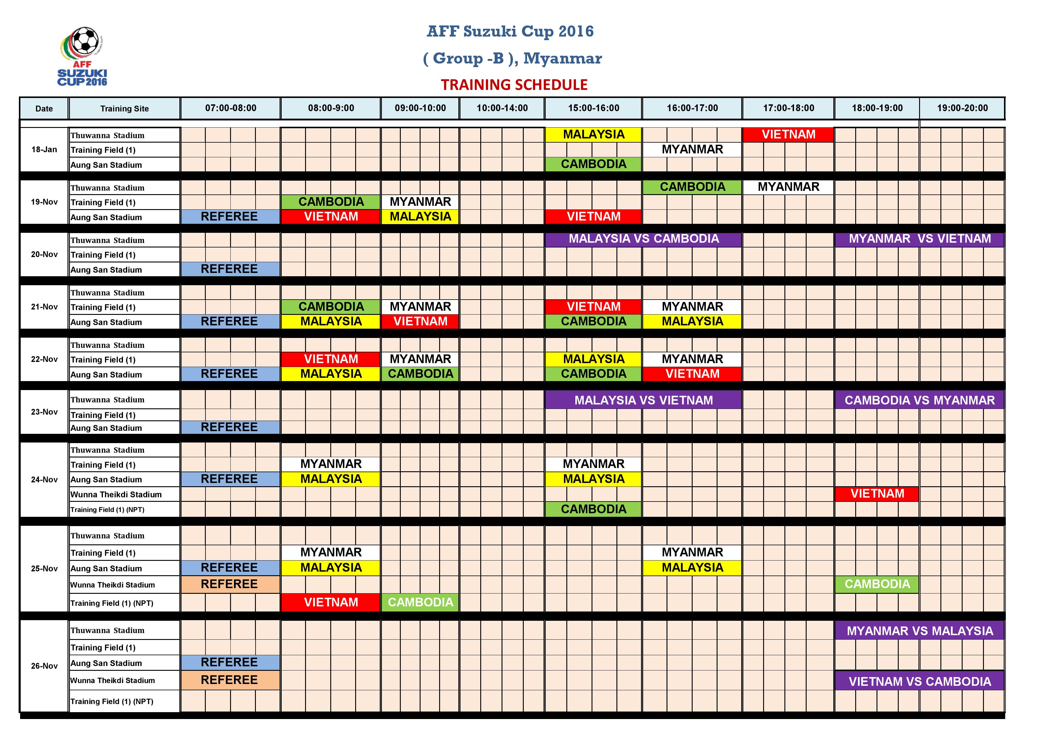 MEDIA ADVISORY – Training Schedule For Group B – AFF – The Official ...